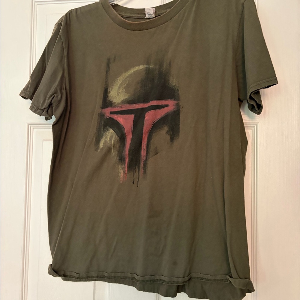 Olive Green Tee with Red Graphic
